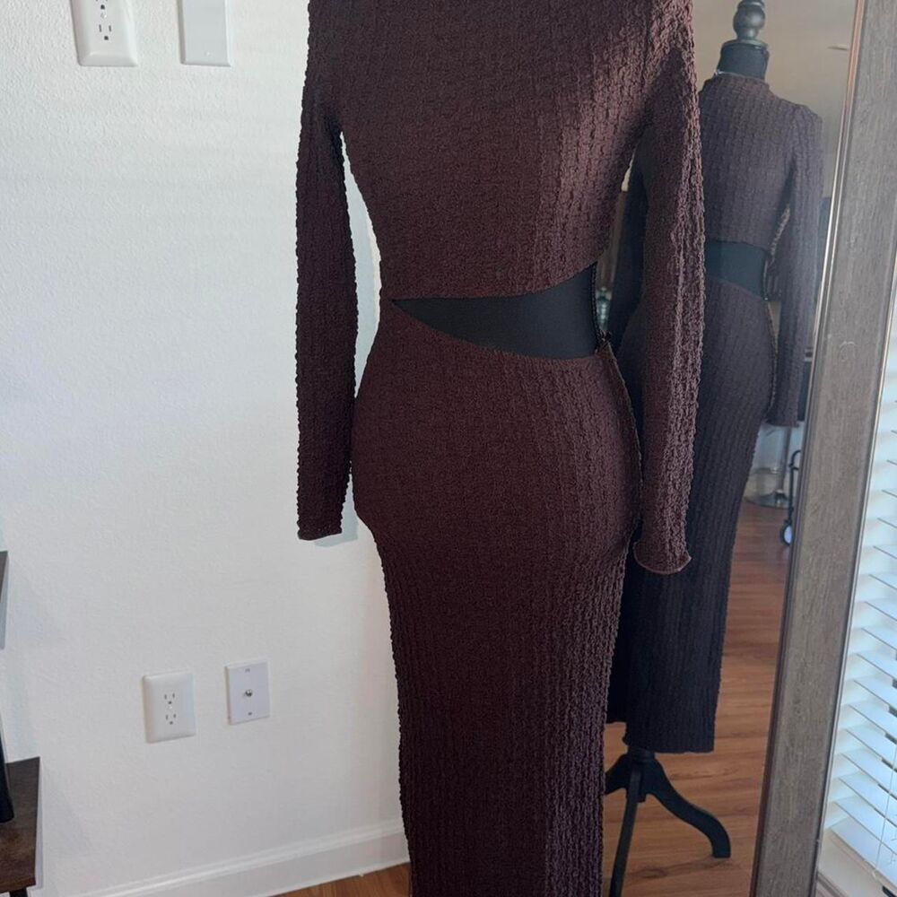 Zara Women's Brown and Burgundy Dress